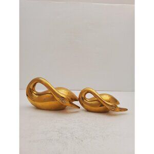 Beautiful Vintage Brass Bent Neck Swan Statuette Figurine- Mid Century A…